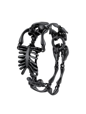 35mm Chunky Gothic Skull Bracelet in Black
