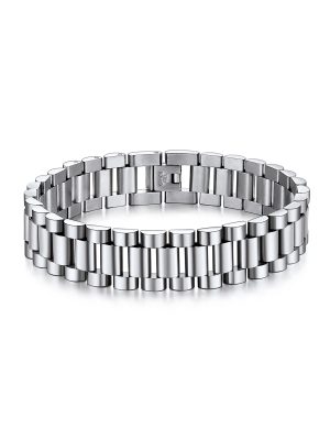 15mm Chunky Watchband Link Chain Bracelet in Stainless