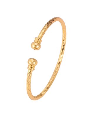 Open Adjustable Bangle Cuff Bracelet in 14K Gold